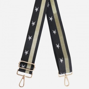 Bag Strap - Silver Stars & Gold Stripe